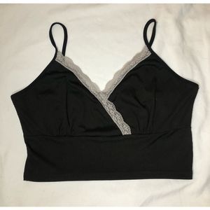 2/$12 Lace Trim Black Crop Top